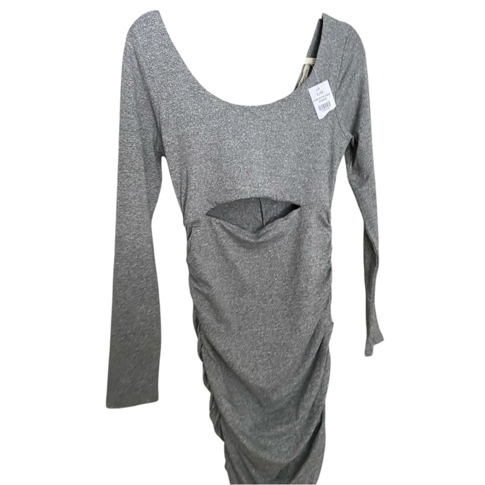 Bodycon Dress Heart Hips Gray Ruched, Women’s Size Large